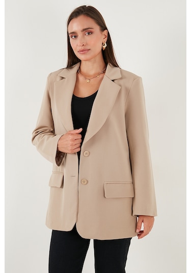 Lela Relaxed Fit Mono Yaka Cepli Blazer Bayan Ceket 611Bc00132 Vizon