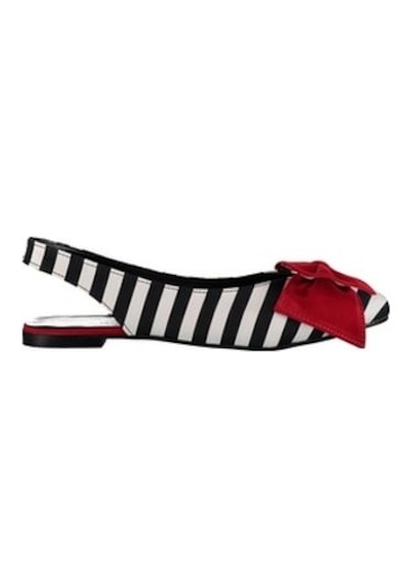 Fox Shoes Siyah/Beyaz/Kırmızı Kadın Babet D726774404