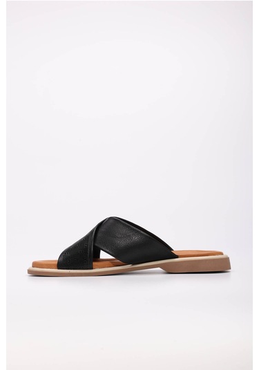 Hakiki Deri Kadın Düz Terlik 972za1201 Siyah