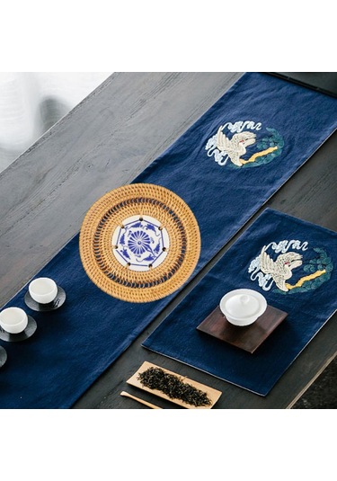 Suntek Tatil Yemeği Yemek Ev Için Yuvarlak Dokuma Servis 13cm Kahverengi