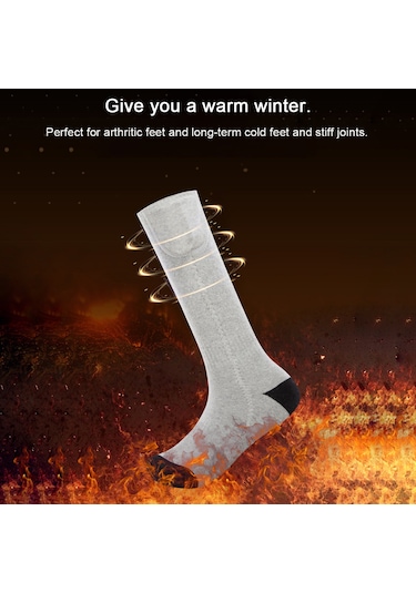 Monyee Kot Pantolon Isıtıcı Çoraplar - Pamuklu, Usb Type-c Şarjlı, Spor/kayak İçin, Erkek/kadın, Gri-mavi + Pil Kutusu Pil Yok Çok Renkli