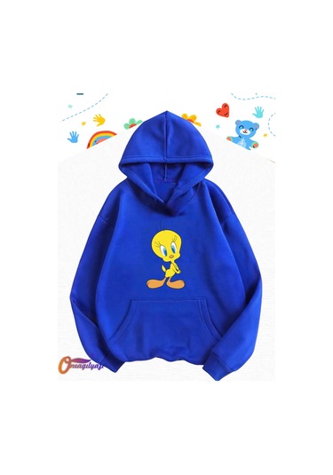 Tweety Çocuk Sweatshirt Hoodie Saks Mavi