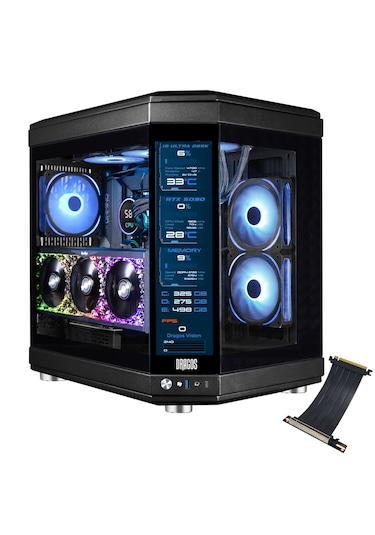 Dragos North Evo Vision Plus 7x ARGB Fan USB 3 + Type C ATX LCD Ekranlı Bilgisayar Kasası