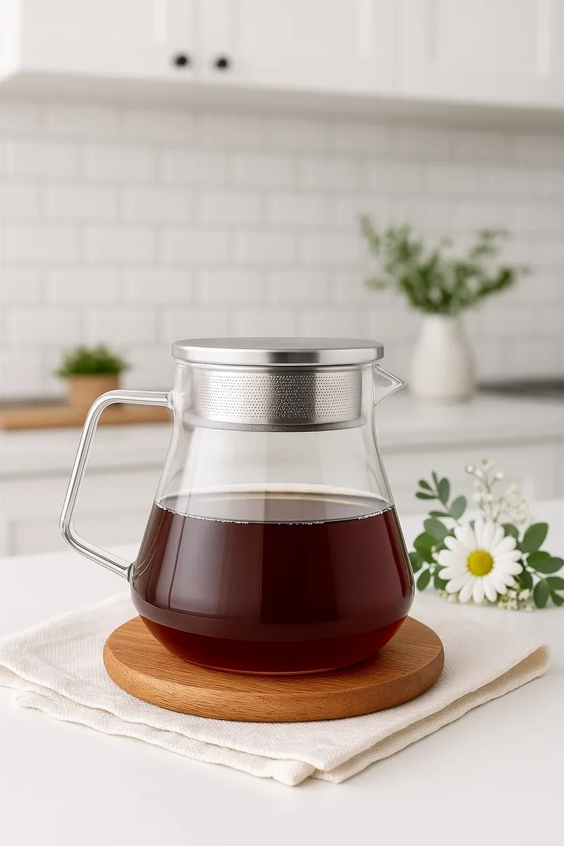 Cnglass 600 Ml Metal Kapakl Filtreli Demlik 164567025 Beyaz