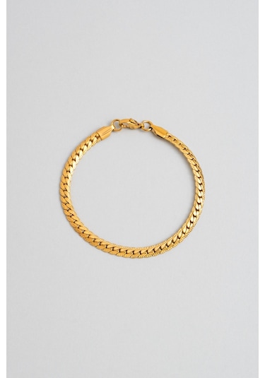 So Chic Örgü Model Sarı Kaplama Çelik Erkek Bileklik Sarı