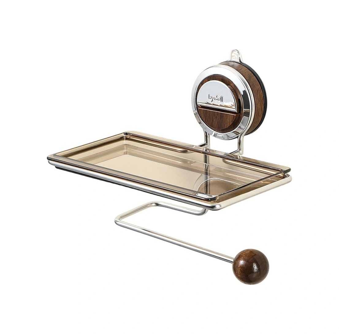 Monyee Banyo Roll Kağıt Tutucu, Delme Yok Suşleme Montaj, Duvar Tipi,轻奢 Tasarım, Ahşap Rengi, Çok Amaçlı Depolama Diğer