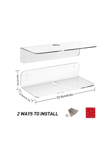 Neevoyu Transparent Pmma Duvar Rafı Seti - Hoparlör, Akıllı Hoparlör, Telefon İçin - Kablolu Ve Kablosuz Kurulum Seçenekleri