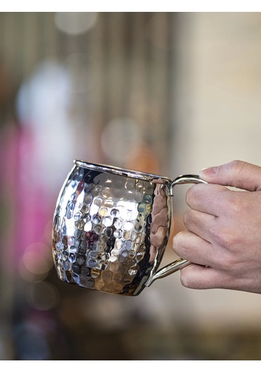 Bakır Kupa Tombul Çekiç Dövme Model Gümüş Renk 2'li