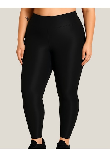 Alya Underwear Büyük Beden Tayt Dalgıç Kumaş Yüksek Bel SiYAH