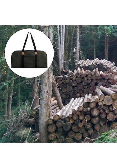 Yakacak Odun Kütük Taşıyıcı Tuval Torbası Taşıyıcı Kapalı Şömine Yakacak Odun Kılıfları Renk: Koyu Yeşil