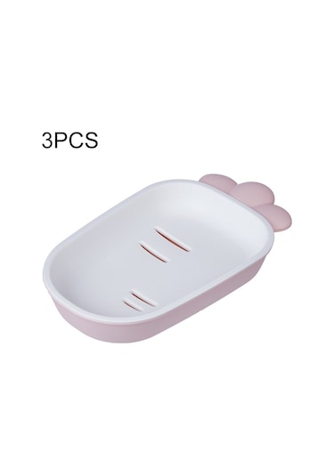 3 Adet Yaratıcı Sevimli Drenaj Çift Katmanlı Ev Tuvalet Sabun Kutusu Kapaklı Sabunluk Beyaz