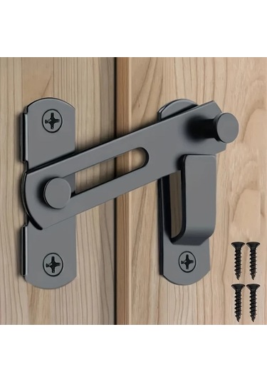 Xuweiwei Siyah Ticari Paslanmaz Çelik Sürgülü Çiftlik Kapı Kilidi - 180 Derece Dönebilir, Şarjsız, Evcil Hayvanlar İçin Dayanıklı