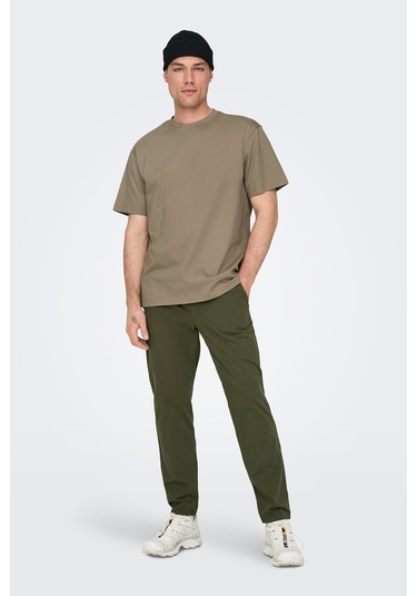 Only & Sons Erkek Onsfred Bisiklet Yaka Kısa Kollu T-shirt 22022532 Toprak TOPRAK Kahverengi