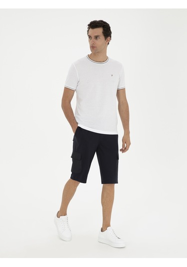 Cacharel Lacivert Slim Fit Kargo Cepli Şort