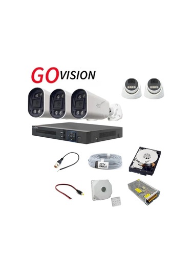 5'li 5mp Ahd Kamera Seti Full Color, 360mm Lensli, Gece Görüşlü Güvenlik Sistemi-130742