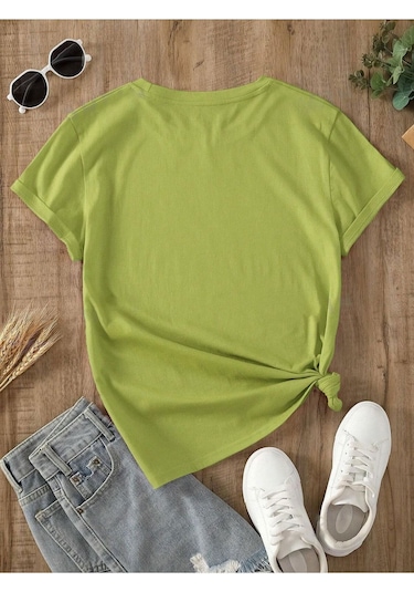 Kadın Lime Yeşili Oversize T-shirt Limee