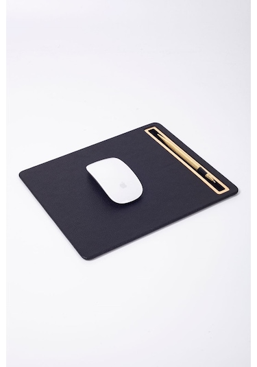 Turgut Office Deri Mousepad Siyah Gold Detaylı