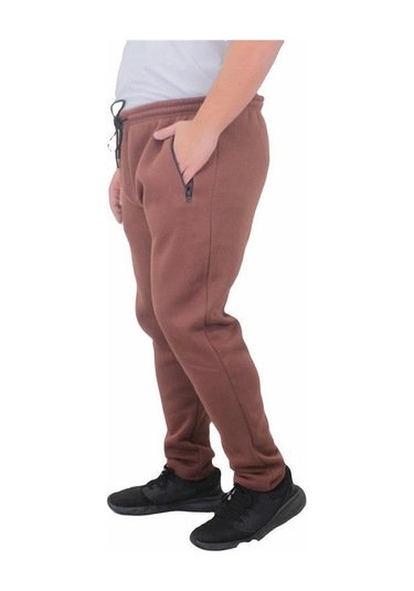 Starbattal Büyük Beden Fermuarlı Eşofman Altı 3Ip 11517 Taba-Taba