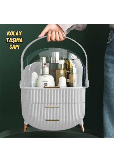 Çekmeceli Makyaj Kutusu Ve Düzenleyici Kozmetik Eşya Masa Üstü Organizer Beyaz