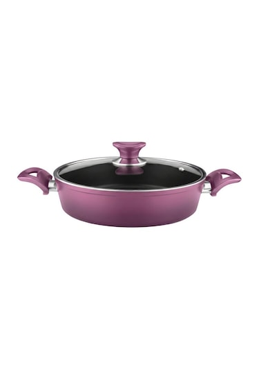 26 Cm Granit Karnıyarık & Pilav Tenceresi Cam Kapak - Mürdüm Mürdüm