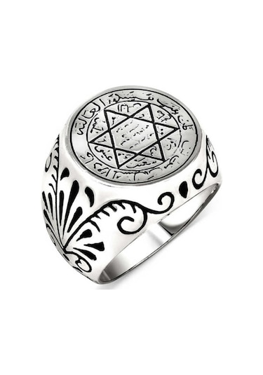 925 Ayar Gümüş Mührü Süleyman Erkek Yüzük