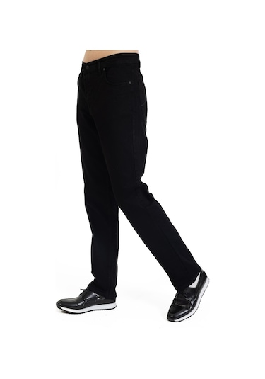 Yeni Sezon Erkek Dört Mevsimlik Likralı Regular Tam Kalıp Düz Paça Fermuarlı Yüksek Kaliteli Kot Pantolon 720-siyah Siyah