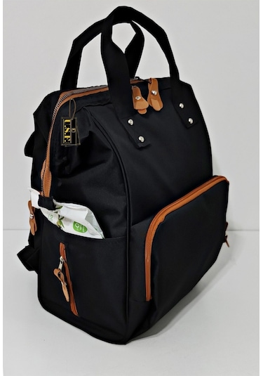 Bebek Bakım Çantası Organizatör Fonksiyonel Anne Bebek Bakım Sırt Çantası Taba Siyah Siyah - Taba