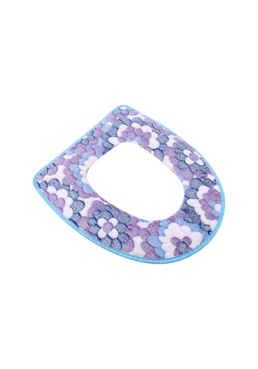 Mavi Su Geçirmez Evrensel Büyük Çiçek Mercan Kadife Klozet Minderi Velcro Klozet Kapağı Ev Klozet Kapağı