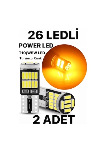 Renault Concorde Plaka Parklar Için 26 Led T10 Turuncu Ampul 2 Adet