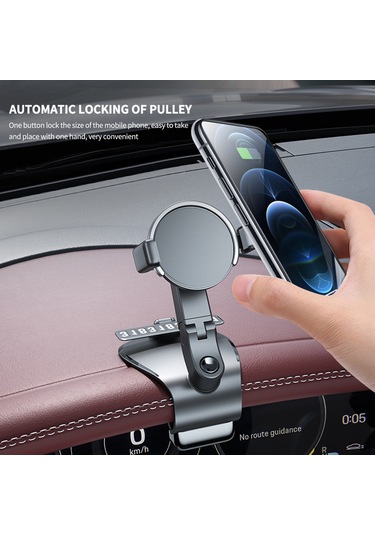 Yifomall Araç Telefon Tutucu 360 Döner - Navigasyon İçin Kolay Erişim, Tek Elle Kaldırma, Sabit Tutma Ve Gizlenebilir Park Numarası Pembe