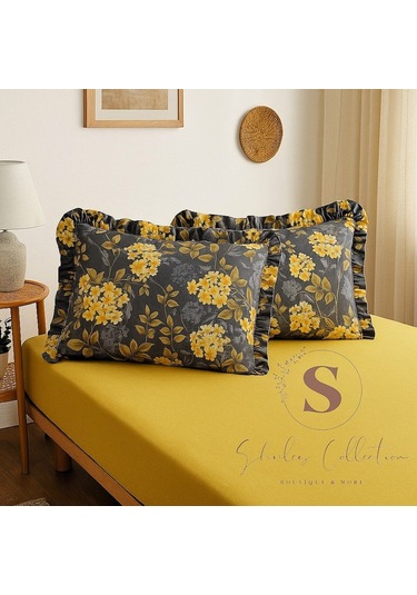 Nergis Çiçekli % 100 Pamuk Yatak Çarşafı + 2 Adet Yastık Kılıfı Çok Renkli