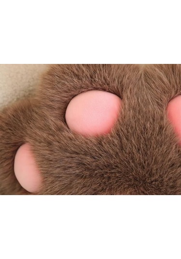 Lemestar Kedi Ayakşığı Desenli Yumuşak Plüsh Bel Yastığı - Ofis, Araba, Koltuk Desteği Ve Dekor Koyu Kahverengi, 45 Cm Koyu Kahverengi