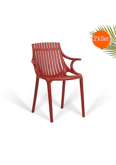 Monaco Lüks Cafe Ve Balkon Sandalyesi 2'li Set Kiremit