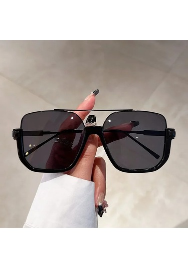 Rpxbguckarhg Vintage Büyük Boy Güneş Gözlüğü - Uv400 Kare Tonları, Moda Erkek Ve Kadınkırmızı51gri Gri