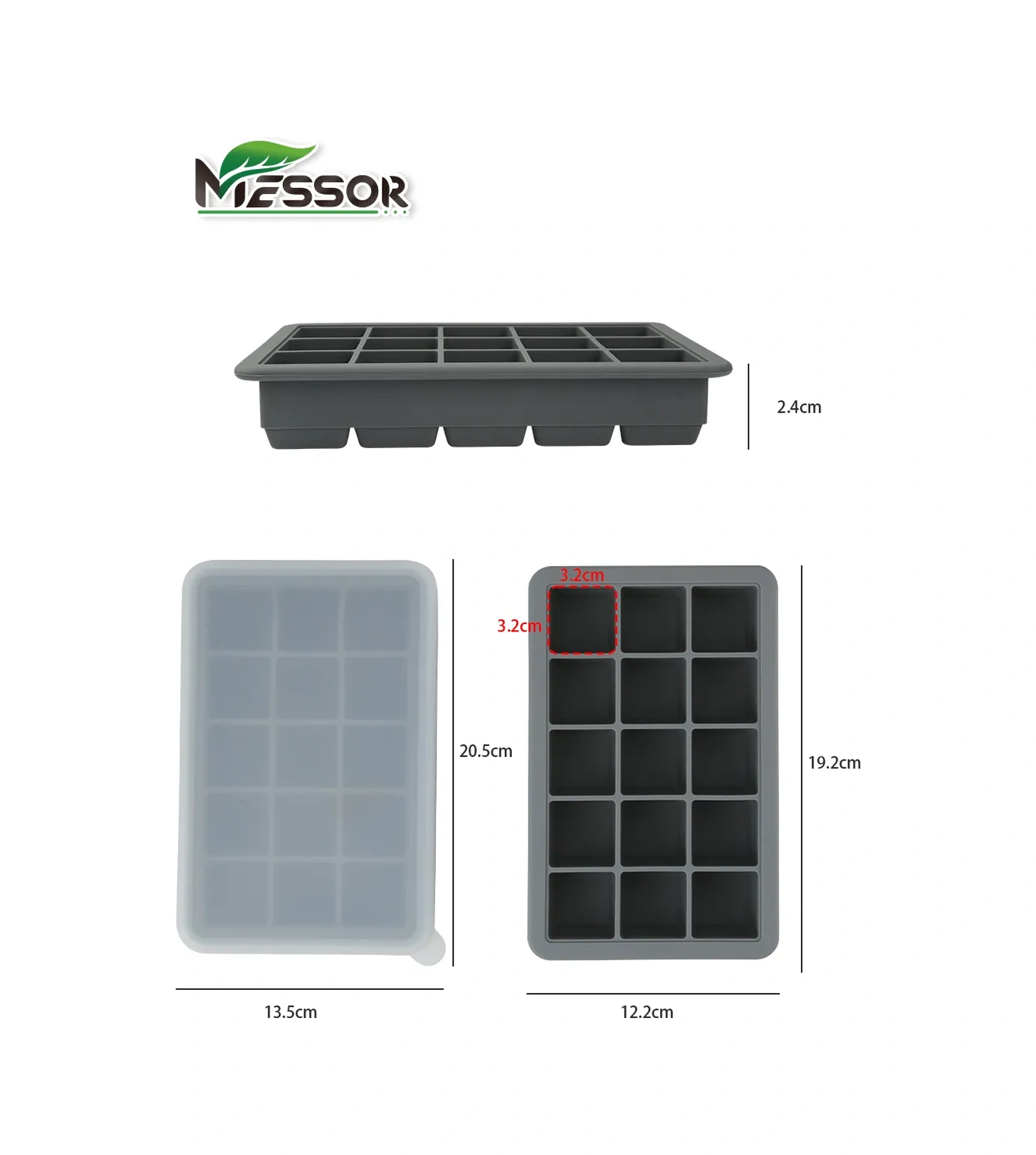 Messor Silikon Buz Kalıbı Seti 2 Parça 343048675 Gri