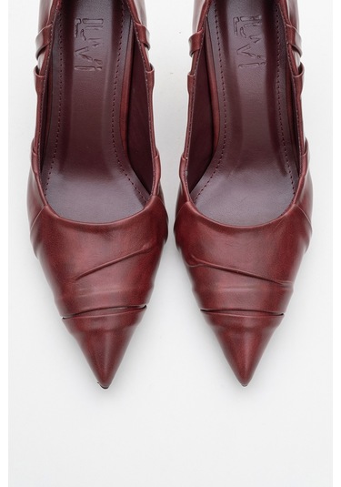 Anly Bordo Cilt Kadın İnce Topuklu Ayakkabı Bordo