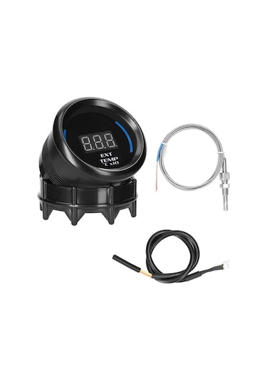 Fortunelane 52mm Siyah Abs+metal Araba Modifikasyon Göstergesi, Lcd Ekranlı, 40-120 X10 Sıcaklık Ölçümü, Uyarı Fonksiyonlu Egzos