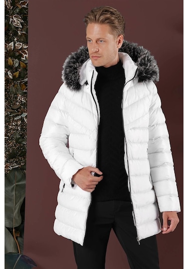 Efor Ka 076 Slim Fit Beyaz Spor Kaban Beyaz