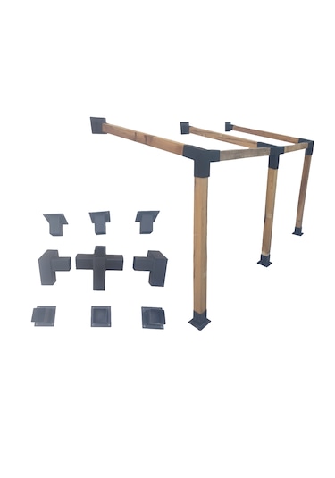 Gölgelik Duvar Montaj Seti 8x8cm Pergola Çardak Demir Bağlantı