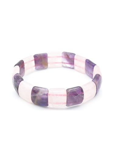 Murty99 Hakiki Pembe Kuvars Ametist Taşı Bileklik Mor