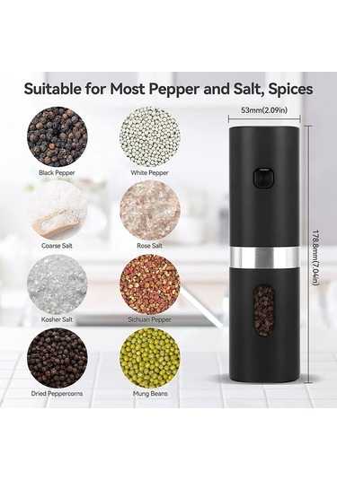 Kk Elektrikli Otomatik Tuz Ve Karabiber Öğütücü Seti Şarj Tabanı İle 2 Ayarlanabilir Kalınlık Taşınabilir Öğütücü