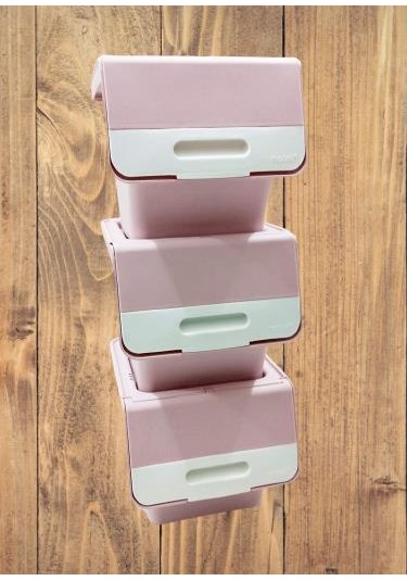 Geseus Motek Organızer Tekerlekli Eşya Ve Erzak Kutusu 3x12 Lt-Mt07 Pembe+Beyaz