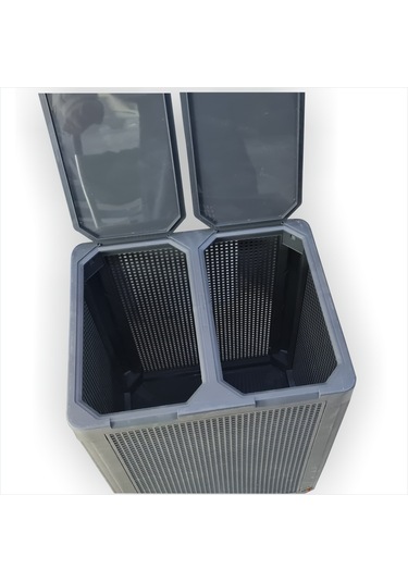 Renkli Beyaz Çift Bölmeli Kapaklı Delikli Hava Alan Demonte Kirli Gri