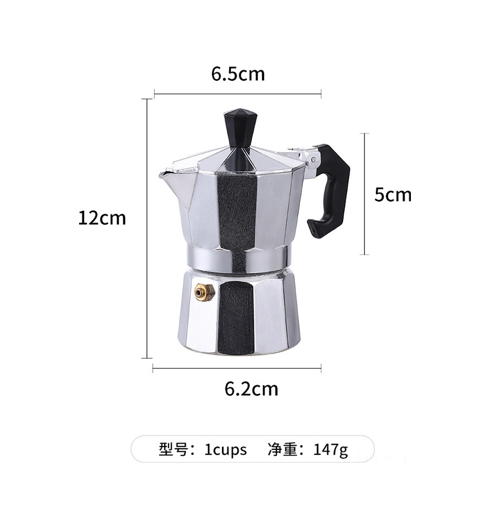 Youtek Ev İçin İtalyan Tarzı Alüminyum Moka Pot - 50ml 1 Kupa Kahve Hazırlama Aleti - Dayanıklı Ve Kullanımı Kolay Gümüş