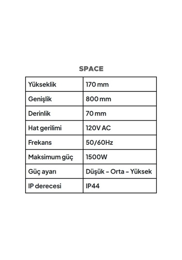 Veito Space Beyaz 1500w Karbon Infrared Isıtıcı