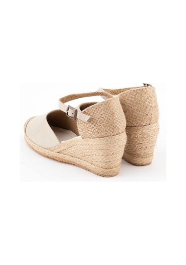 Star Tombis Gerçek Elişi Burnu Hasır Dolgu Topuk Bej Keten Hasır Espadril Handmade Bej