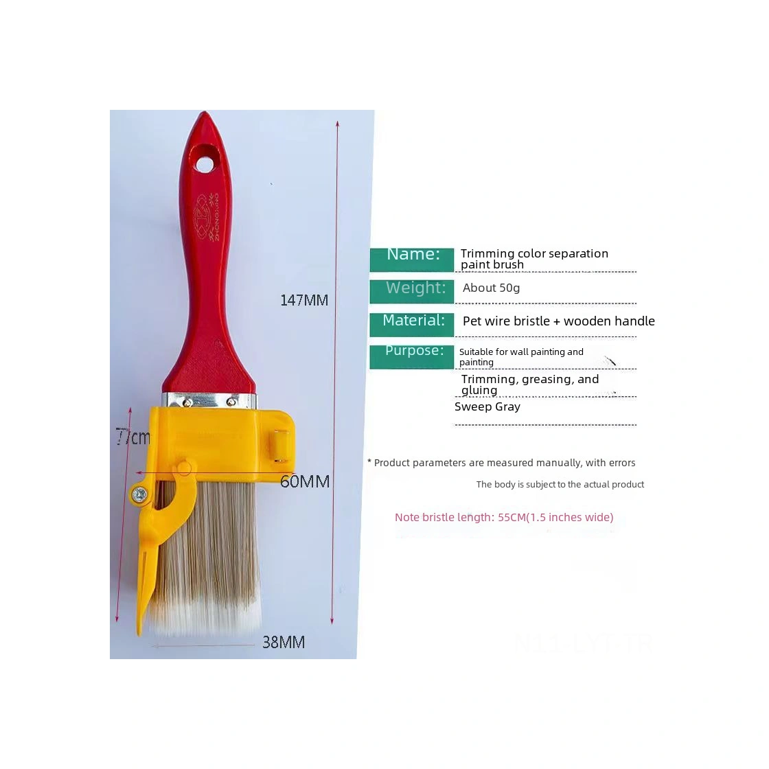Youtek Ev Dekoru İçin Çift Renkli 1.5 İnç Nilon Kenar Boya Fırçası - Duvar Tırnak Ve Köşelerde Hassas Uygulama Aracı Kırmızı+turuncu