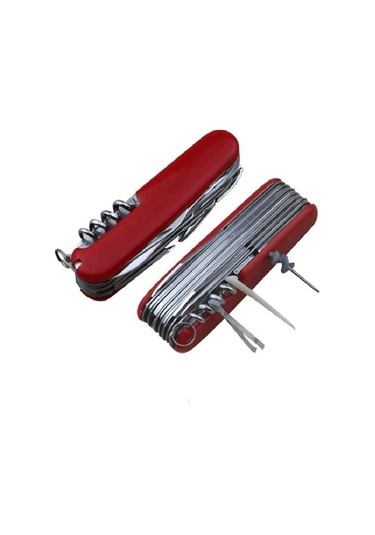 Valkyrie 17 Fonksiyonlu Outdoor İsviçre Kamp Cep Çakısı Gri - Kırmızı