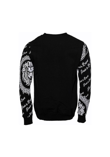 Wessi Siyah Taşlı Baskılı Ve Desenli Sweatshirt Siyah
