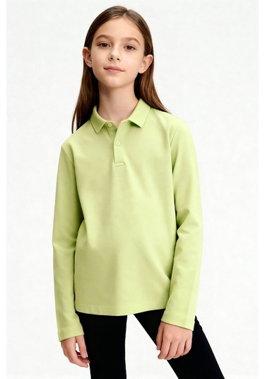 Tommylife Açık Yeşil Polo Yaka Basic Uzun Kollu Erkek Çocuk T-shirt - 11170 AÇIK YEŞİL